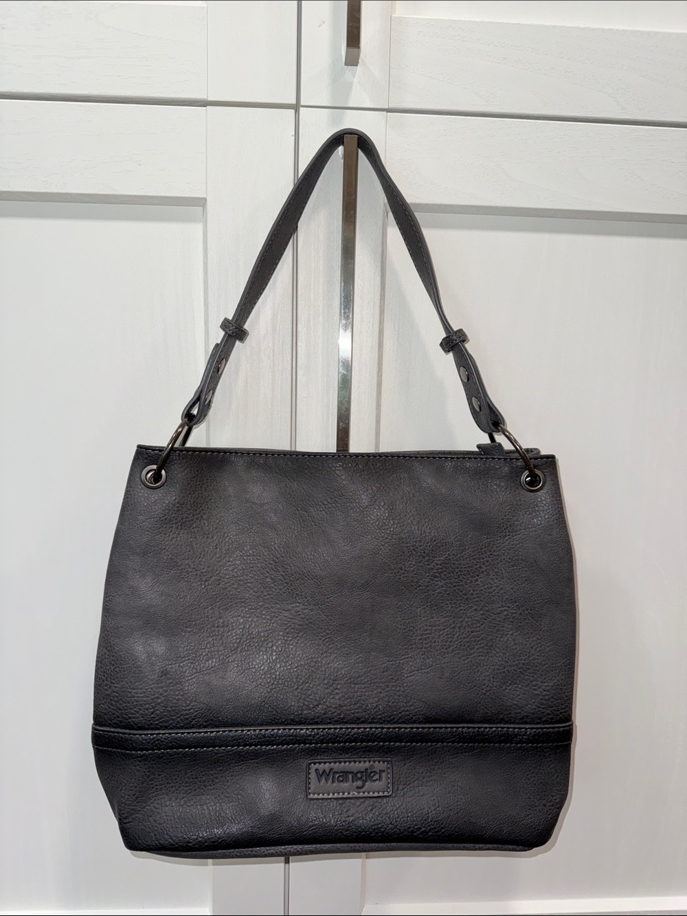 Wrangler Black Shoulder Tote with Adjustable Strap